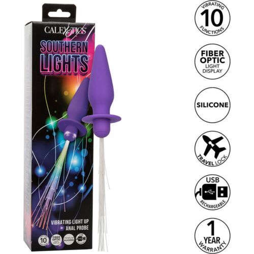 Plug anal CALEXOTICS Southern Lights cu vibrații și lumini