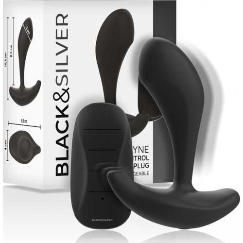 Plug anal vibrator BLACK&SILVER Dwayne cu control de la distanță