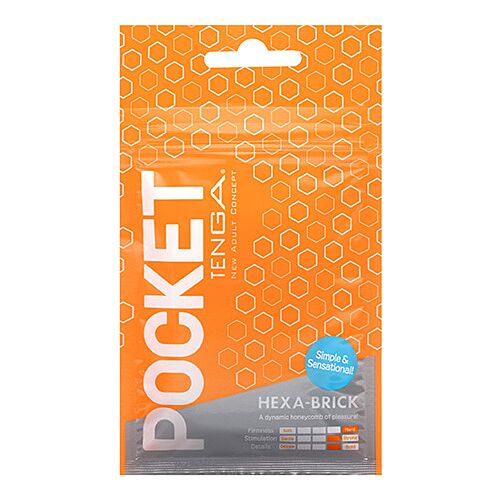 Masturbator Tenga Pocket Hexa-Brick cu texturi hexagonale