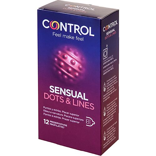 Prezervative Control Sensual Dots & Lines cu stimulare extra