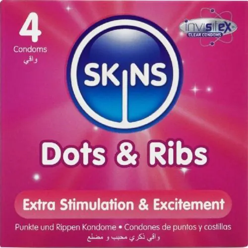 Prezervativ Skins Dots & Ribs Plăcere Texturată