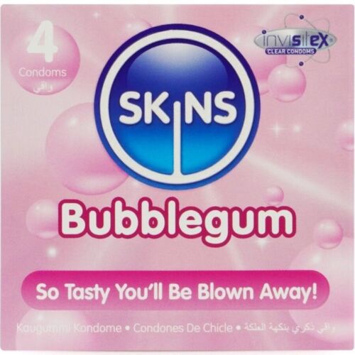 Prezervative SKINS BUBBLEGUM 4 bucăți cu aromă fructată