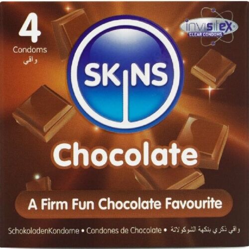 Prezervative SKINS Sabor Chocolate 4 bucăți - Deliciu în întâlniri intime