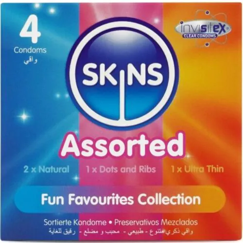 Prezervative SKINS Surtido Pack 4 Varietăți pentru Estimulare