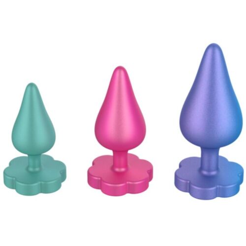 Plugs Anale ROMP Luster Kit S/M/L cu Bază în Formă de Floare