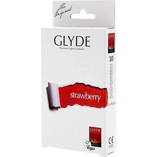 Prezervative Glyde Ultra Strawberry 10 Uds. gust căpșună