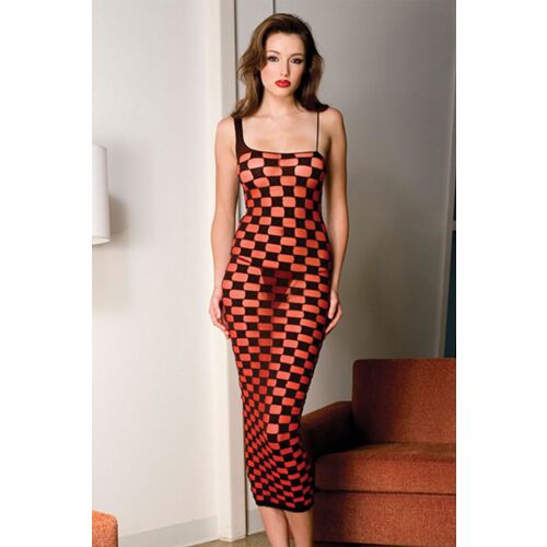 Rochie lungă Music Legs cu design de carouri