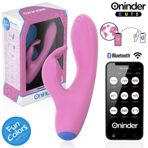 Vibrator ONINDER CUTE Love Bunny cu stimulator dublu și aplicație