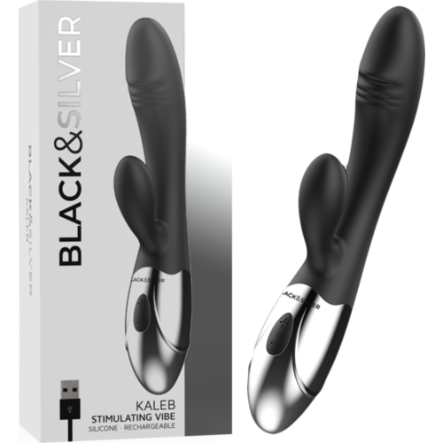 Vibrator BLACK&SILVER KALEB cu două motoare pentru stimulare dublă