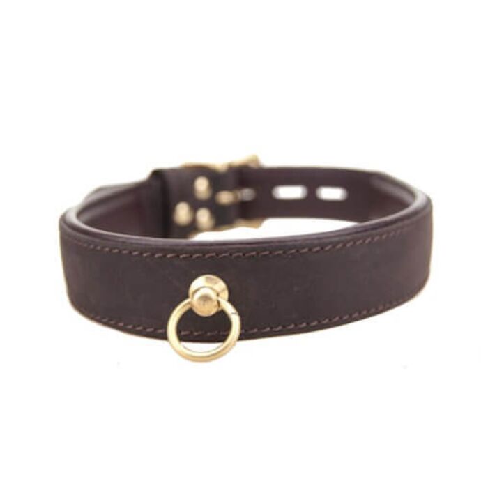 Choker Bound din piele nubuck cu inel O Choker Bound din piele nubuck cu inel O
