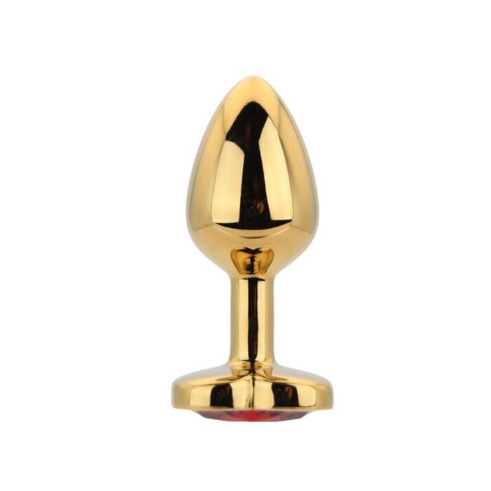 Plug anal Toosh Heart Shaped Gold cu piatră roșie Plug anal Toosh Heart Shaped Gold cu piatră roșie