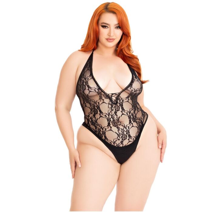 Teddy Leg Avenue Floral Lace Deep-V One Size Teddy Leg Avenue Floral Lace Deep-V One Size