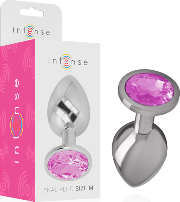 Plug anal din aluminiu INTENSE cu cristal rotund