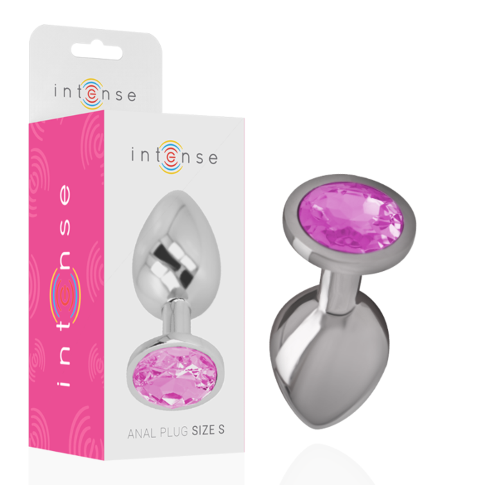 INTENSE - ALUMINUM METAL ANAL PLUG WITH PINK CRYSTAL SIZE S INTENSE - ALUMINUM METAL ANAL PLUG WITH PINK CRYSTAL SIZE S