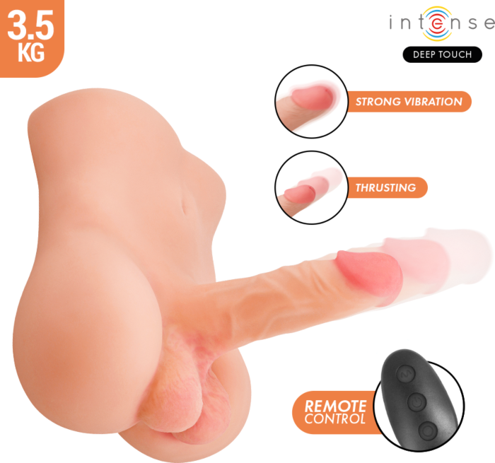 INTENSE DEEP TOUCH - DAMIEN TORSO CON ANO Y DILDO REALÍSTICO CON EMPUJE Y VIBRACIÓN CONTROL REMOTO 3.5 KG