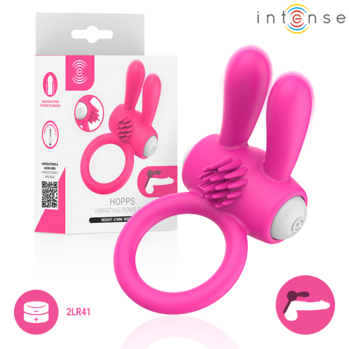 INTENSE - HOPPS VIBRATING PENIS RING WITH CLITORAL STIMULATION PINK INTENSE - HOPPS VIBRATING PENIS RING WITH CLITORAL STIMULATION PINK