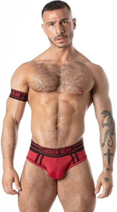 Chiloți tip jock brief LOCKER GEAR SPORT MESH roșii XL