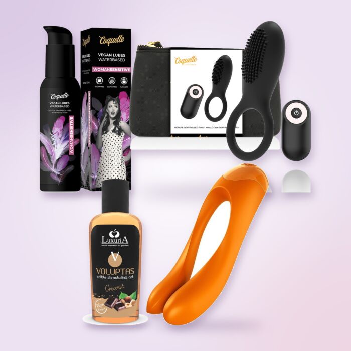 Set premium pentru cupluri cu inel vibrator și vibrator pentru deget Set premium pentru cupluri cu inel vibrator și vibrator pentru deget