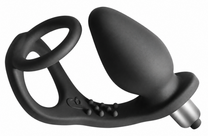 Vibrator prostatic ROCKS-OFF RO-ZEN cu inele duble, 7 trepte, negru onix