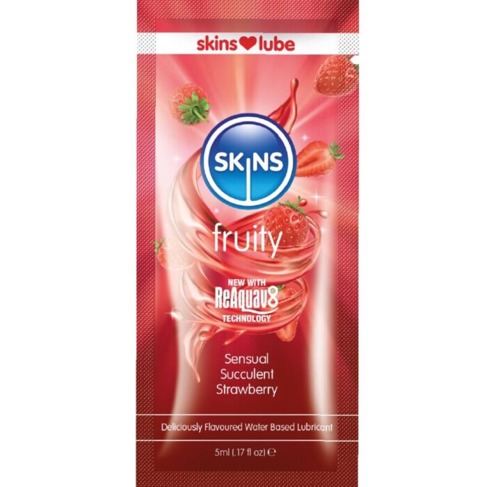 SKINS - FRUITY WATER-BASED LUBRICANT STRAWBERRY SINGLE-DOSE 5 ML SKINS - FRUITY WATER-BASED LUBRICANT STRAWBERRY SINGLE-DOSE 5 ML