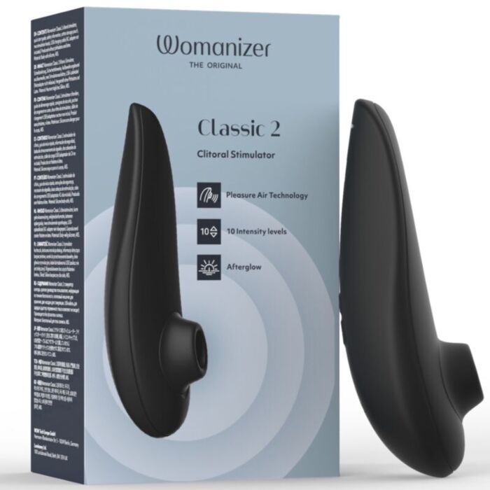 Stimulator clitoridian WOMANIZER CLASSIC 2, negru, cu 10 niveluri de intensitate