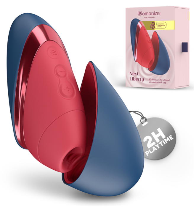 Stimulator clitoridian WOMANIZER NEXT LIBERTY albastru/roșu 3D Pleasure Air
